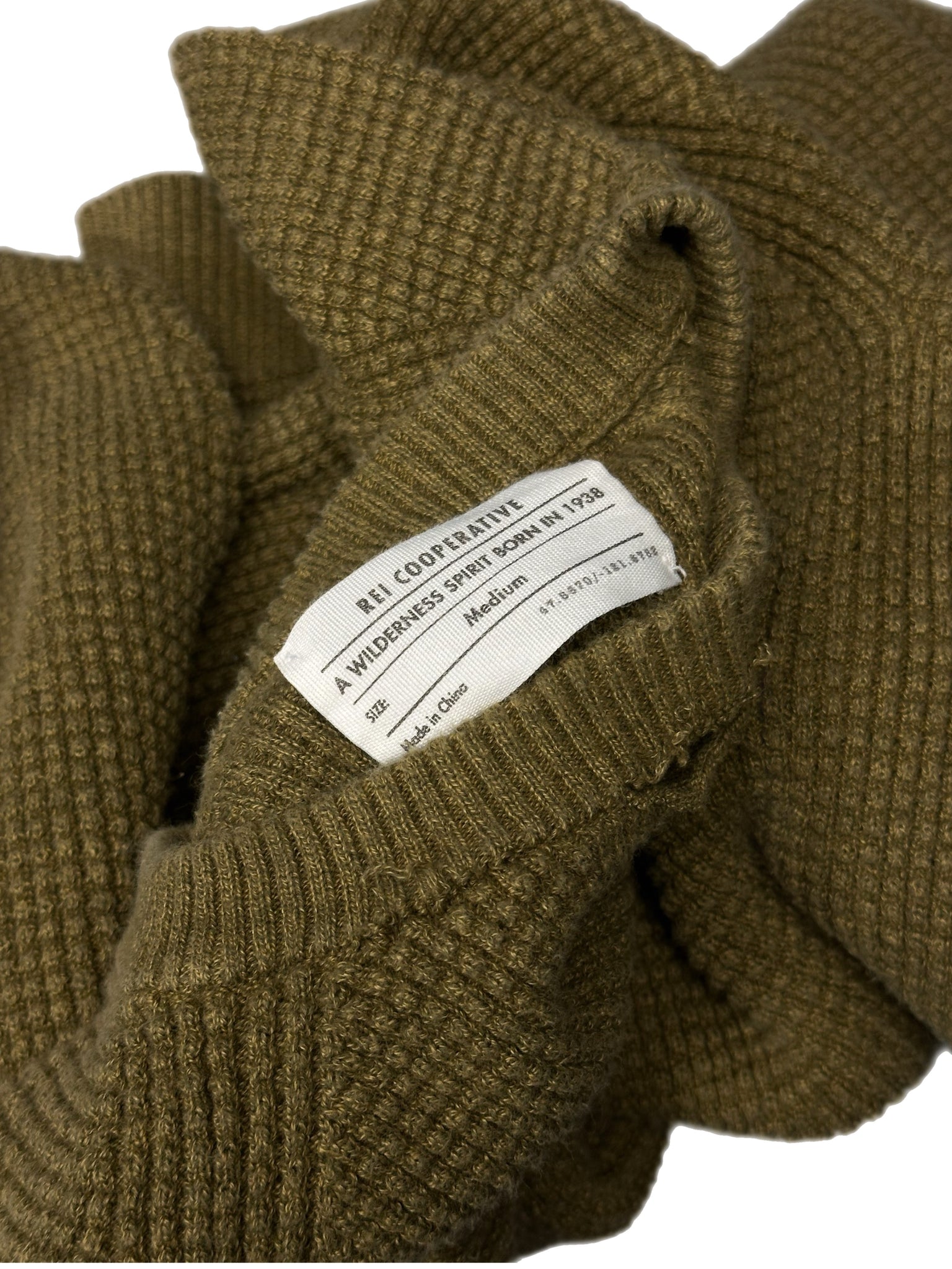 Waffle Knit Olive Green Sweater