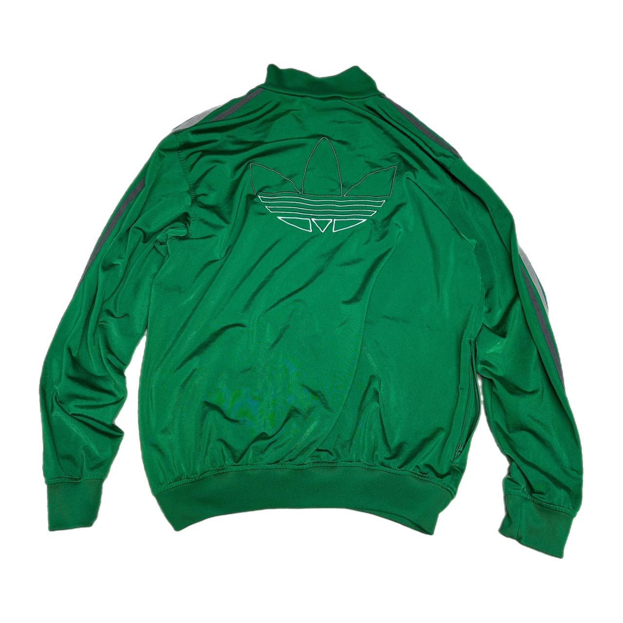 Adidas “ultra star” green and white track jacket