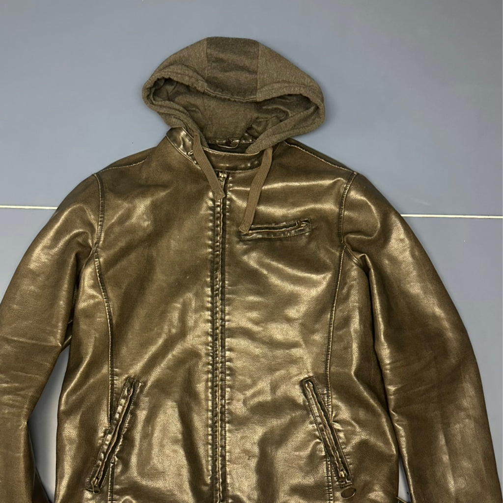 Hooded Cafe Racer Leather Jacket